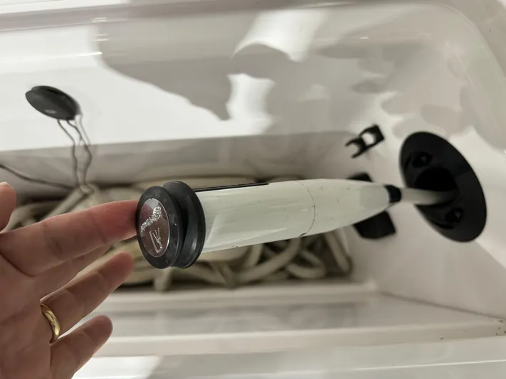 Escape Artist Yacht Photos Pics Close-up of a 2020 Axopar 37 Cross Cabin BRABUS boat handle.