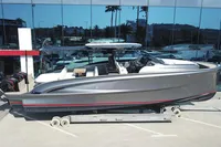2025 Solaris Power 40F Open yacht displayed outdoors, sleek design with modern features.
