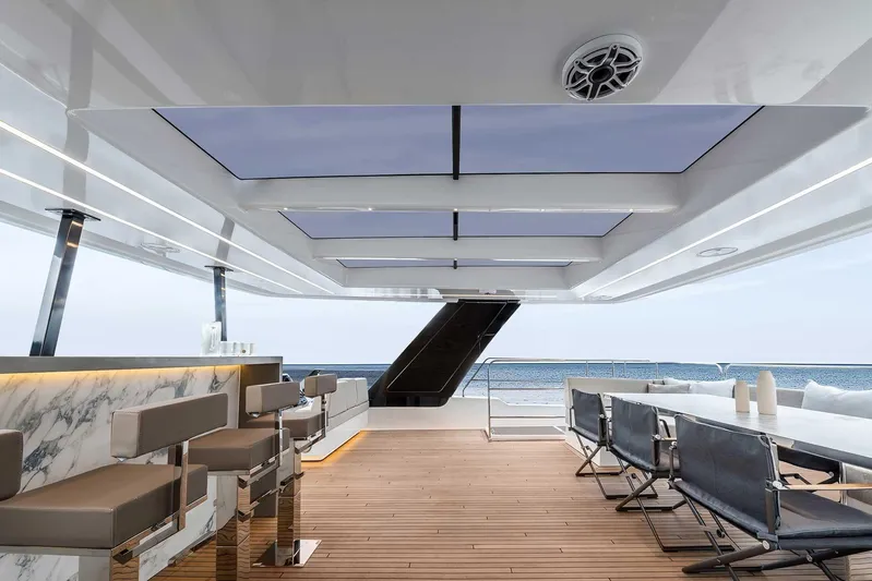  Yacht Photos Pics Luxurious 2026 Sunreef 60 Power yacht interior with elegant seating and ocean view.