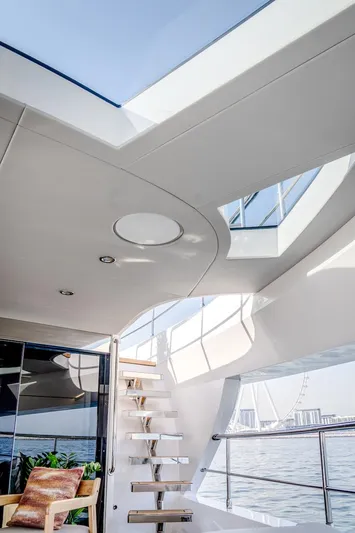  Yacht Photos Pics Luxurious Majesty 100 Terrace yacht interior, featuring modern design and panoramic views, 2025 model.