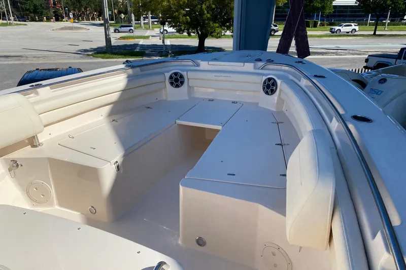  Yacht Photos Pics 2026 Grady-White Canyon 336 boat interior with spacious seating and modern design.
