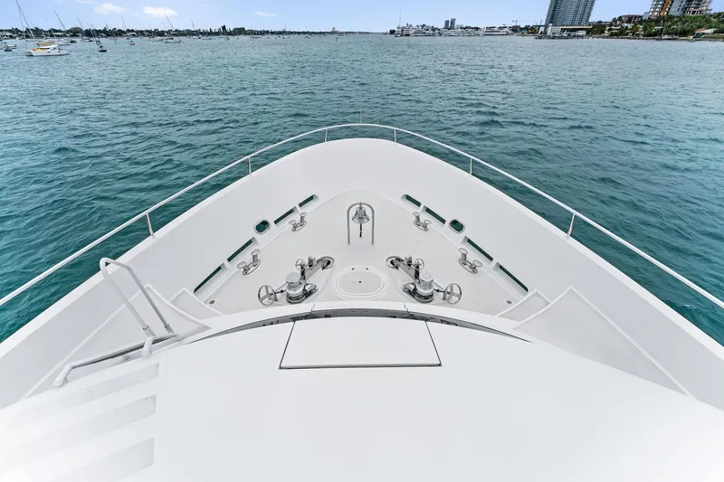Invictus Yacht Photos Pics Bow view of 2006 Palmer Johnson motor yacht on open water.