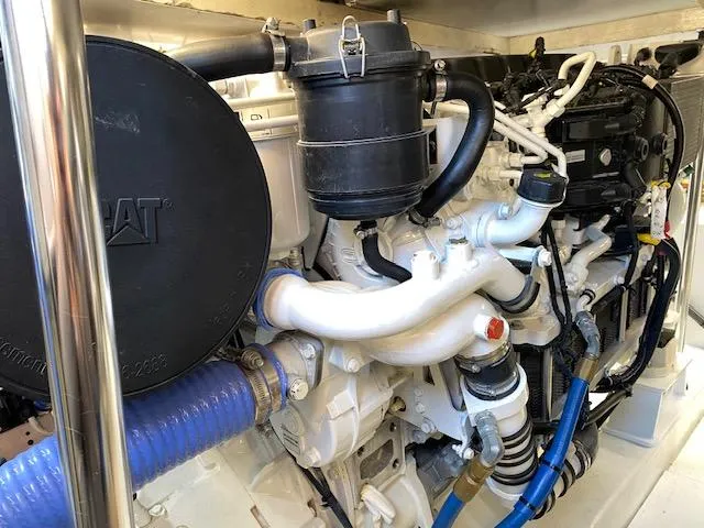 Full Circle Yacht Photos Pics 1984 Custom Carolina Buddy Davis engine compartment with CAT engine.