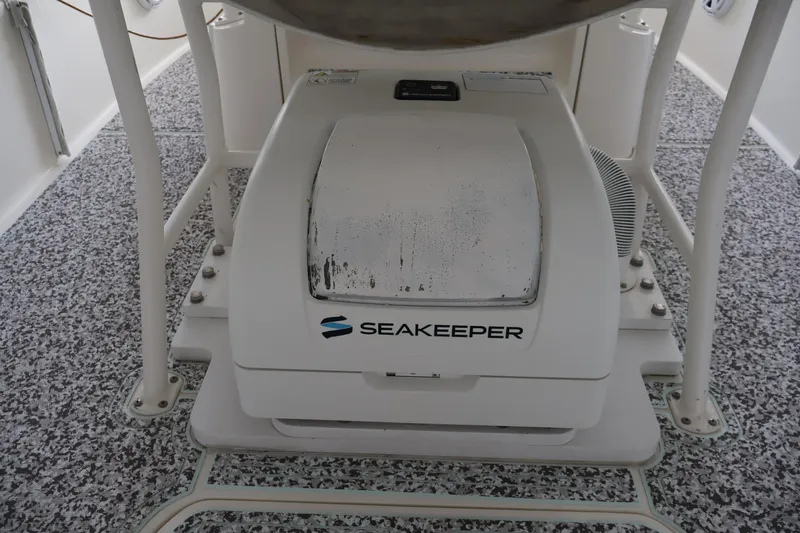  Yacht Photos Pics Seakeeper stabilizer on 2019 SeaVee 270Z boat, installed on speckled deck.