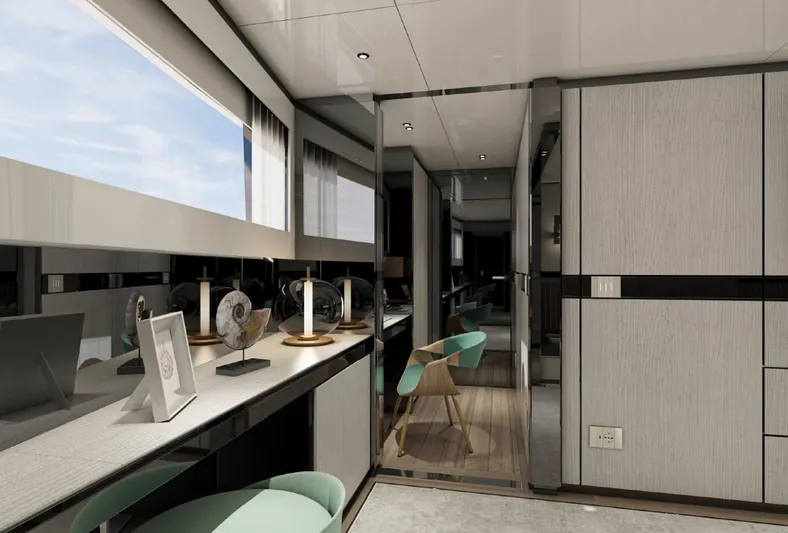 Aes Yacht Photos Pics Luxurious interior of 2026 AES Yacht 85, featuring modern design and elegant furnishings.