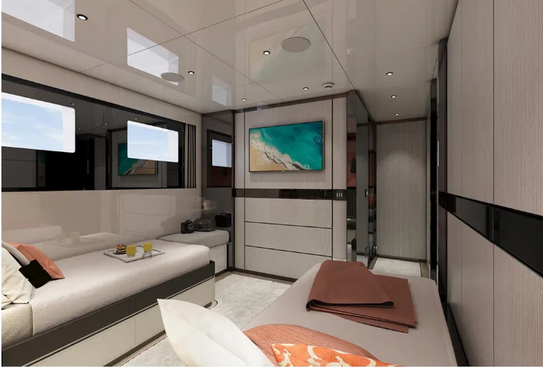 Aes Yacht Photos Pics Luxurious interior of 2026 AES Yacht 85, featuring modern design and comfortable seating.