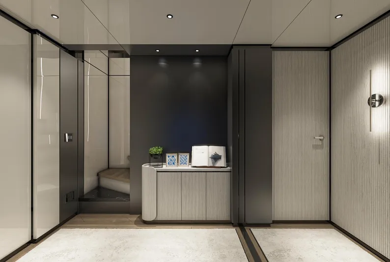 Aes Yacht Photos Pics Luxurious interior of 2026 AES Yacht 85, featuring modern design and elegant decor.