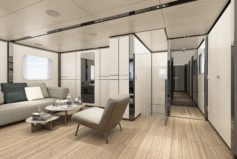 Aes Yacht Photos Pics Luxurious interior of 2026 AES Yacht 85, featuring modern design and elegant furnishings.