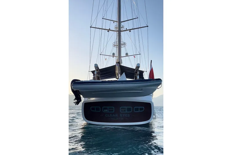  Yacht Photos Pics Custom-Craft Steel Pax Navi 43m yacht, rear view, sailing on calm waters, 2010 model.