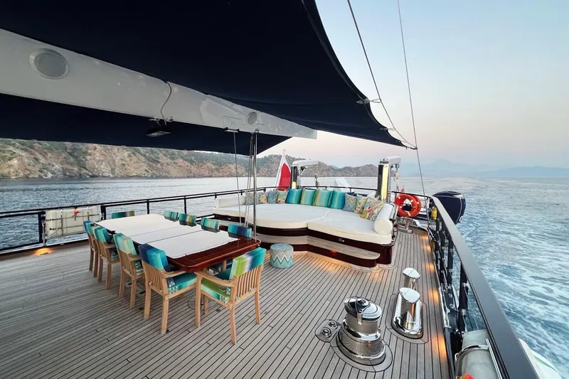  Yacht Photos Pics Luxurious deck of 2010 Custom-Craft Steel Pax Navi yacht with elegant seating and ocean view.