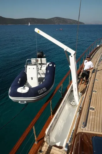 Yacht Photos Pics Custom-Craft Steel Pax Navi 43 m yacht with tender boat, 2010 model, on calm sea.