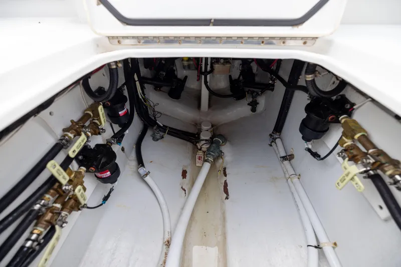  Yacht Photos Pics 2016 Contender 39 ST boat interior showing plumbing and wiring systems.