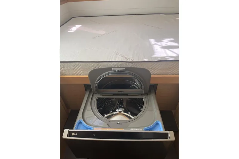 Cecil Yacht Photos Pics LG washing machine under bed in 2014 Lagoon 39 yacht interior.