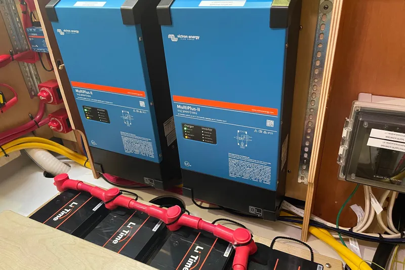 Cecil Yacht Photos Pics Electrical system with Victron Energy inverters on a 2014 Lagoon 39 catamaran.