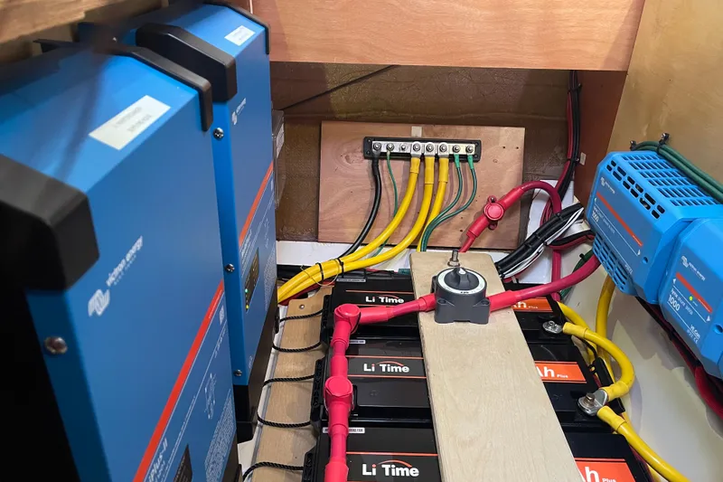 Cecil Yacht Photos Pics Electrical system setup in a 2014 Lagoon 39 catamaran with lithium batteries and inverters.