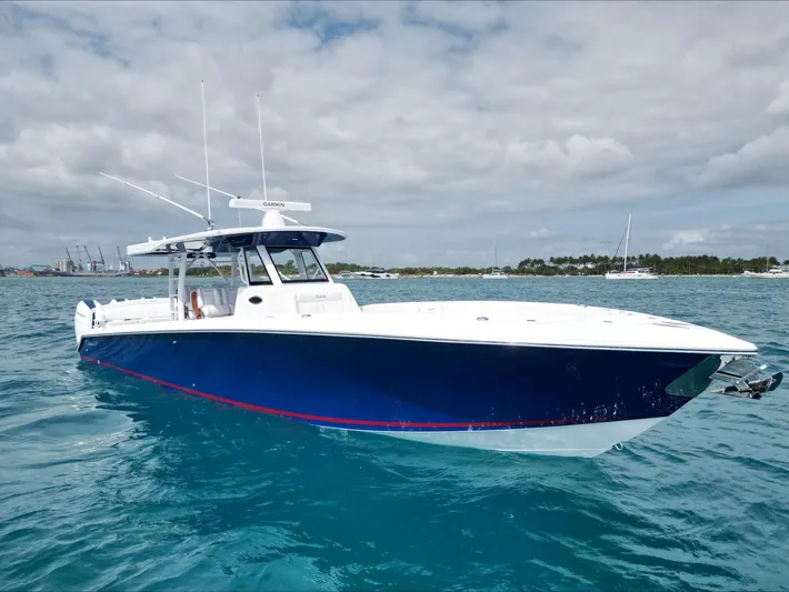 Call For Information Yacht Photos Pics 2024 Bahama 41' Open Fisherman GT boat on the water.