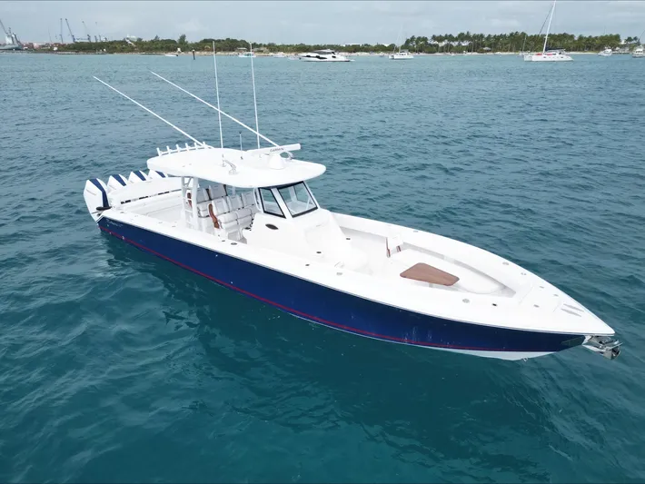 Call For Information Yacht Photos Pics 2024 Bahama 41' Open Fisherman GT boat on the water.
