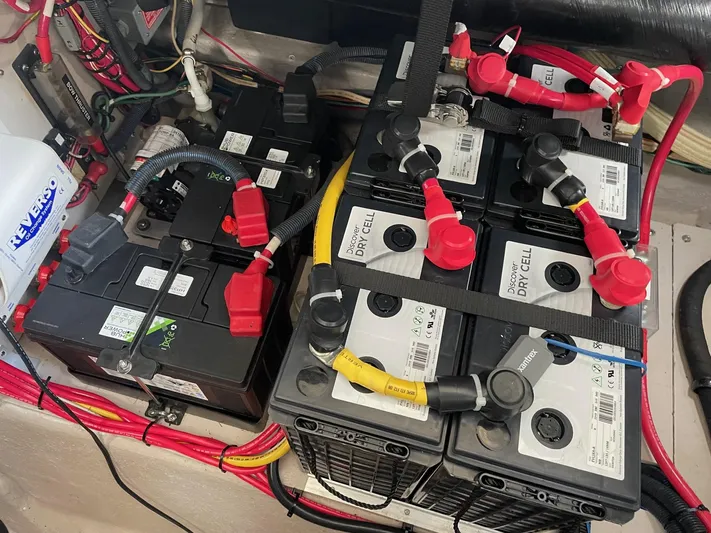 Covetime II Yacht Photos Pics Battery system of a 2006 Sea Ray 44 Sedan Bridge boat.