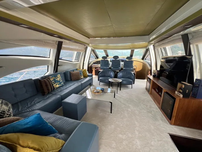  Yacht Photos Pics Luxurious interior of a 2006 Azimut 86S yacht with plush seating and modern decor.