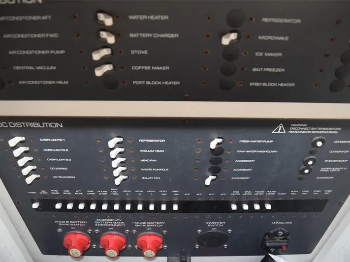  Yacht Photos Pics Electrical control panel on a 2006 Tiara Yachts 3200 Open boat.