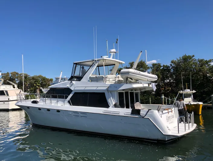Gypsy Soul Yacht Photos Pics 1998 Navigator 53 Classic yacht docked on a sunny day.