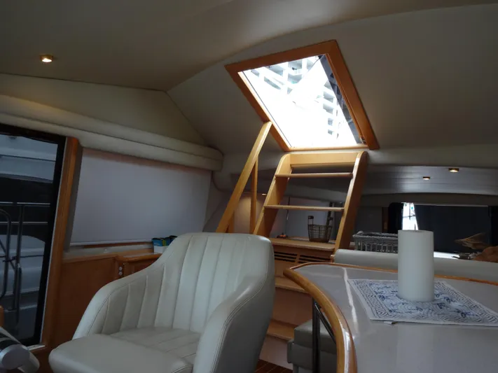 Gypsy Soul Yacht Photos Pics Interior of 1998 Navigator 53 Classic yacht with skylight and seating area.