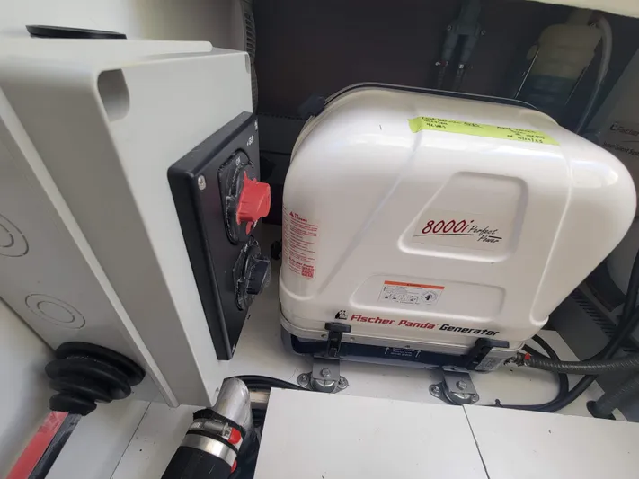  Yacht Photos Pics Fischer Panda generator in a 2020 Jeanneau NC1095 boat engine compartment.