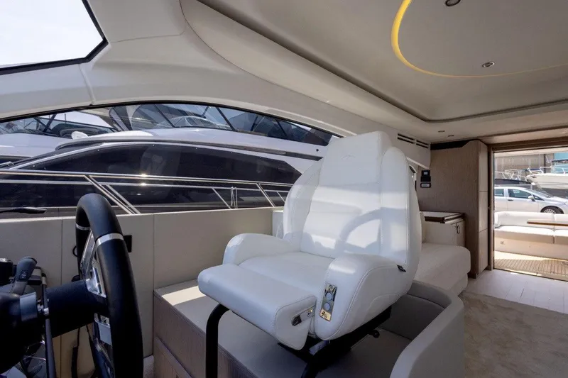  Yacht Photos Pics Interior of 2025 Azimut Fly 53 yacht with luxurious seating and modern design.