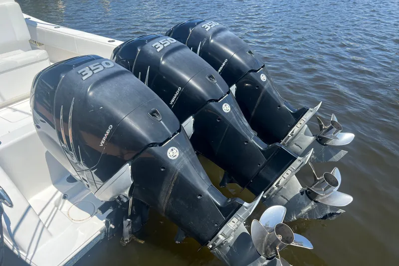  Yacht Photos Pics 2018 Invincible 36 Open Fisherman with triple 350 Verado engines on water.