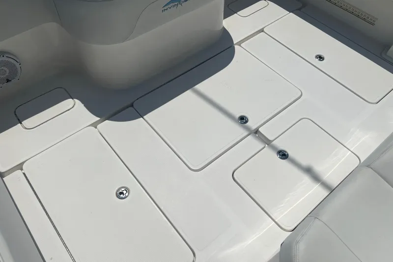  Yacht Photos Pics 2018 Invincible 36 Open Fisherman boat deck with storage compartments.