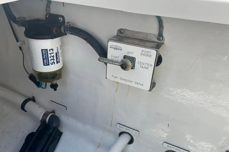  Yacht Photos Pics Fuel selector valve and filter in 2018 Invincible 36 Open Fisherman boat.
