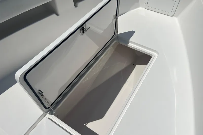 Yacht Photos Pics Open storage compartment on 2018 Invincible 36 Open Fisherman boat.