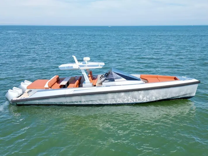 Argento Yacht Photos Pics 2023 Wally 48 X luxury yacht cruising on open water.