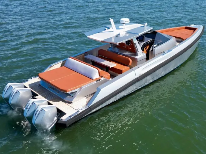 Argento Yacht Photos Pics Luxury Wally 48 X yacht, 2023 model, cruising on open water with sleek design.