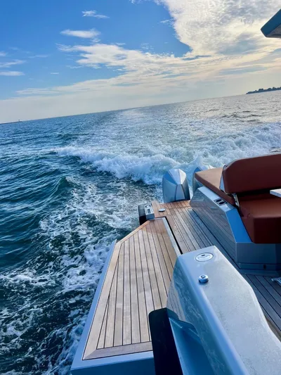 Argento Yacht Photos Pics Luxury Wally 48 X yacht cruising on open sea, 2023 model.