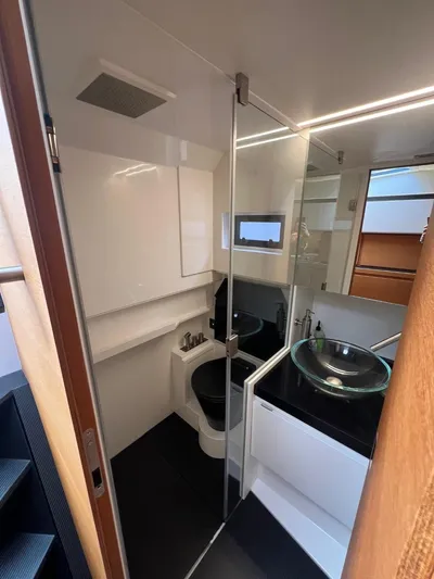 Argento Yacht Photos Pics Modern bathroom in 2023 Wally 48 X yacht with glass sink and sleek design.