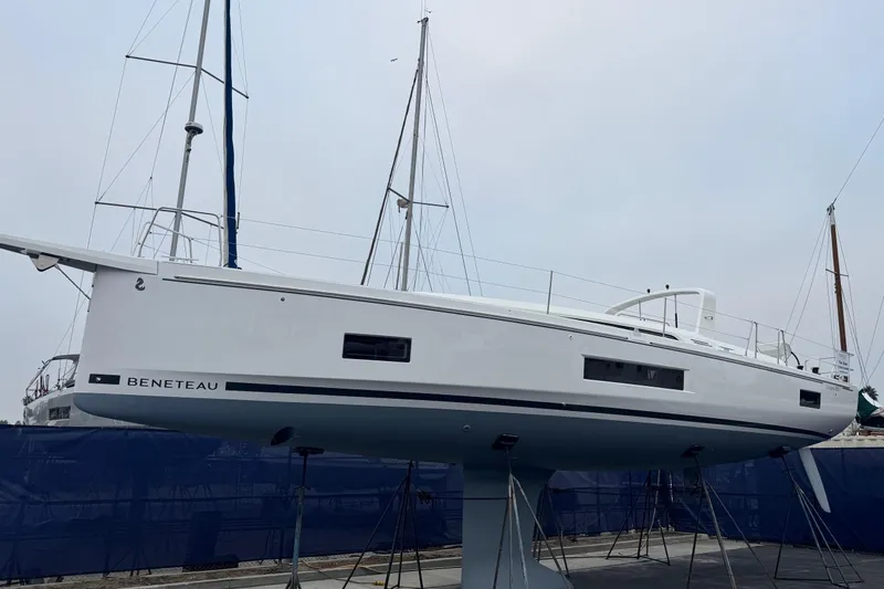  Yacht Photos Pics 2024 Beneteau Oceanis 46.1 sailboat on display, showcasing sleek design and modern features.