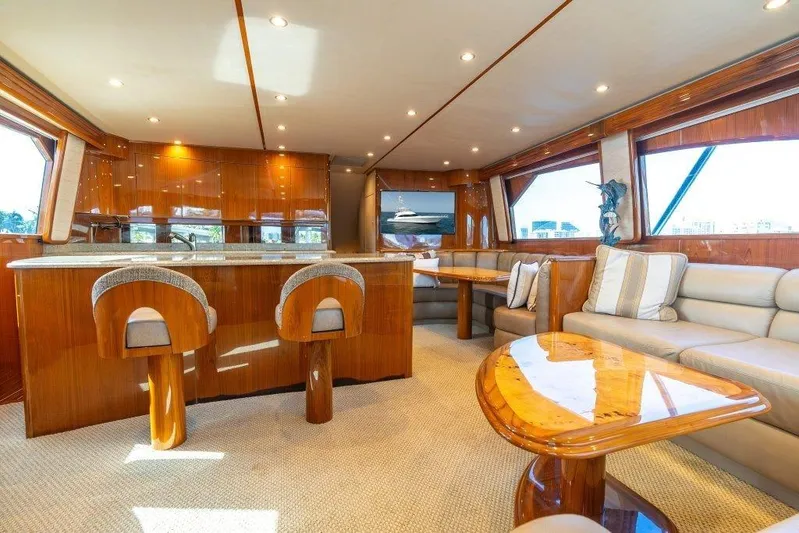 No Collars Yacht Photos Pics 2015 Viking 66 No Collars - Salon Seating, and Table