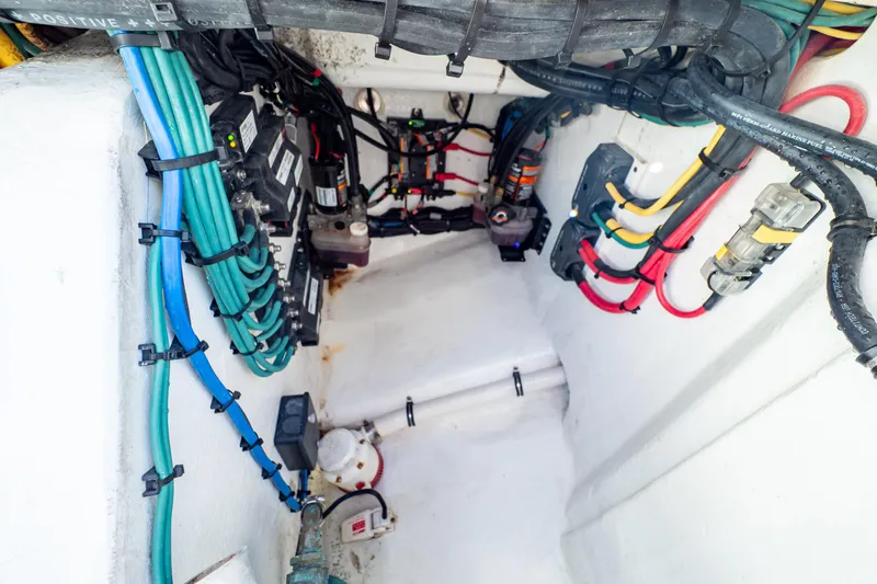  Yacht Photos Pics Electrical wiring and components inside a 2018 Intrepid 475 Sport Yacht.