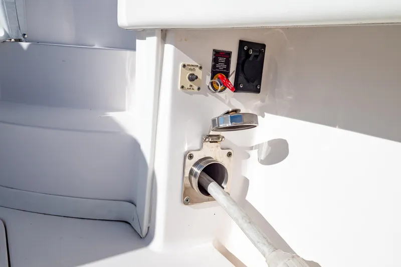  Yacht Photos Pics 2018 Intrepid 475 Sport Yacht fuel inlet and control panel.
