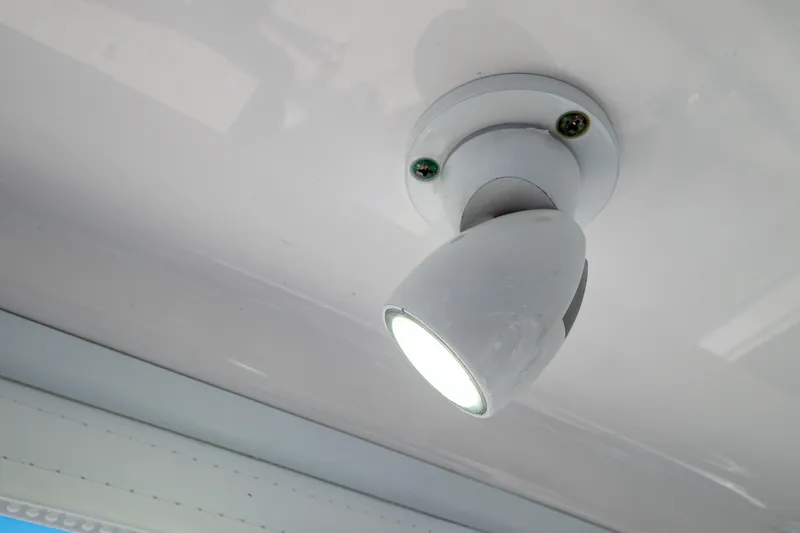  Yacht Photos Pics Ceiling light fixture on 2018 Intrepid 475 Sport Yacht interior.
