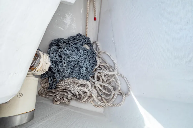  Yacht Photos Pics Anchor chain and rope storage on 2018 Intrepid 475 Sport Yacht.