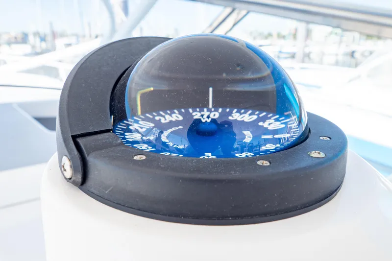  Yacht Photos Pics Close-up of a compass on a 2018 Intrepid 475 Sport Yacht.