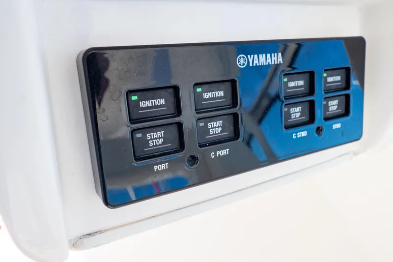  Yacht Photos Pics Control panel of a 2018 Intrepid 475 Sport Yacht with Yamaha ignition switches.