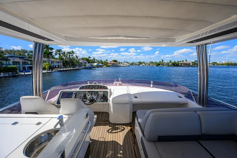 Tight Squeeze Yacht Photos Pics Luxurious 2016 Princess F64 yacht interior with scenic waterfront view.