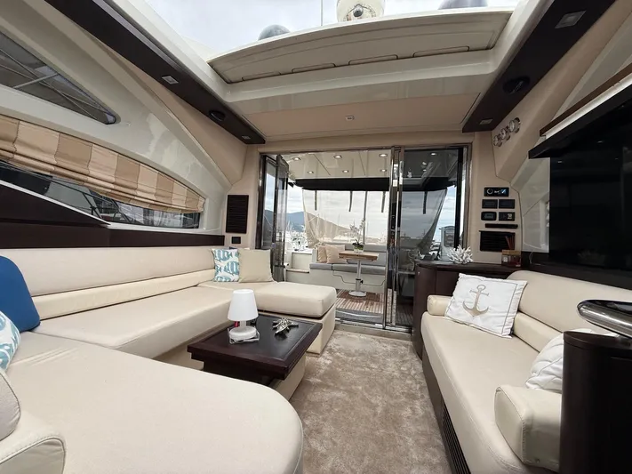  Yacht Photos Pics Luxurious interior of 2011 Azimut 43S yacht with elegant seating and decor.