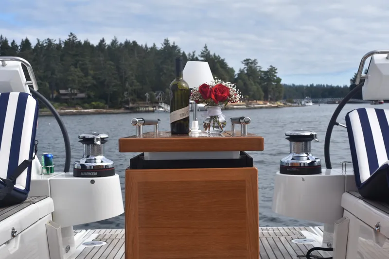 Allure Yacht Photos Pics Cockpit Table.