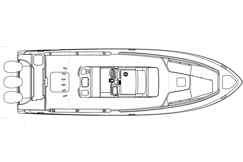  Yacht Photos Pics Manufacturer Provided Image: Top view schematic of 2018 Everglades 355 Center Console boat.