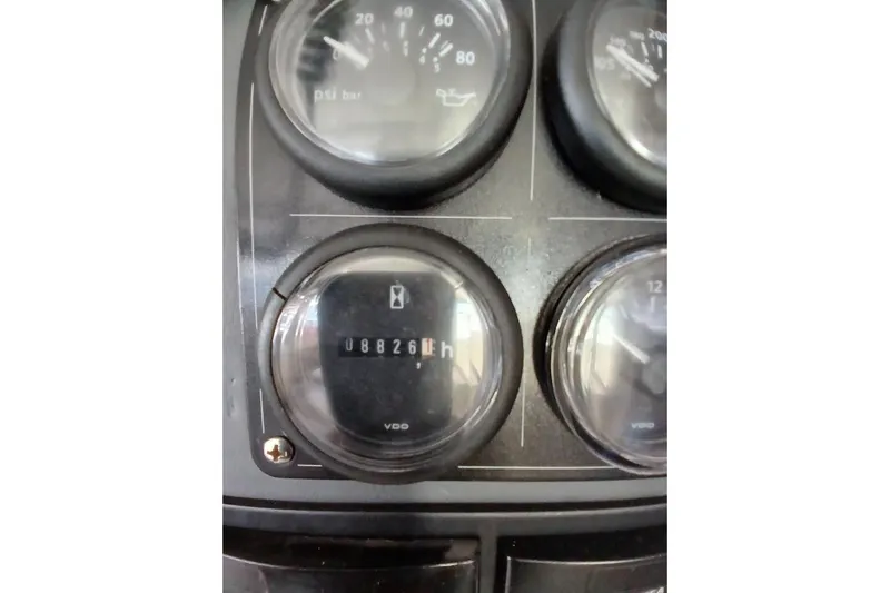 Mere Cat Yacht Photos Pics Instrument panel of 2018 Leopard 45 with hour meter reading 8826 hours.