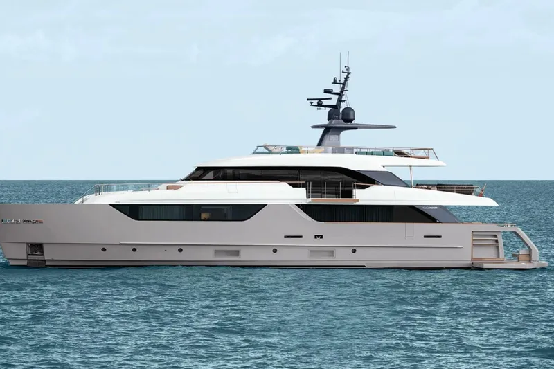  Yacht Photos Pics Luxurious 2027 Sanlorenzo SD118 yacht cruising on open sea.
